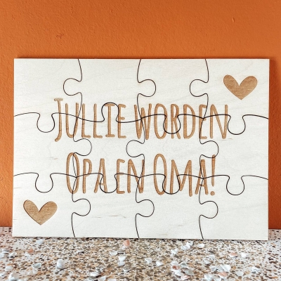 Houten puzzel | Jullie worden opa en oma!